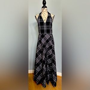 Maeve Halter Dress in Plaid (black and white)